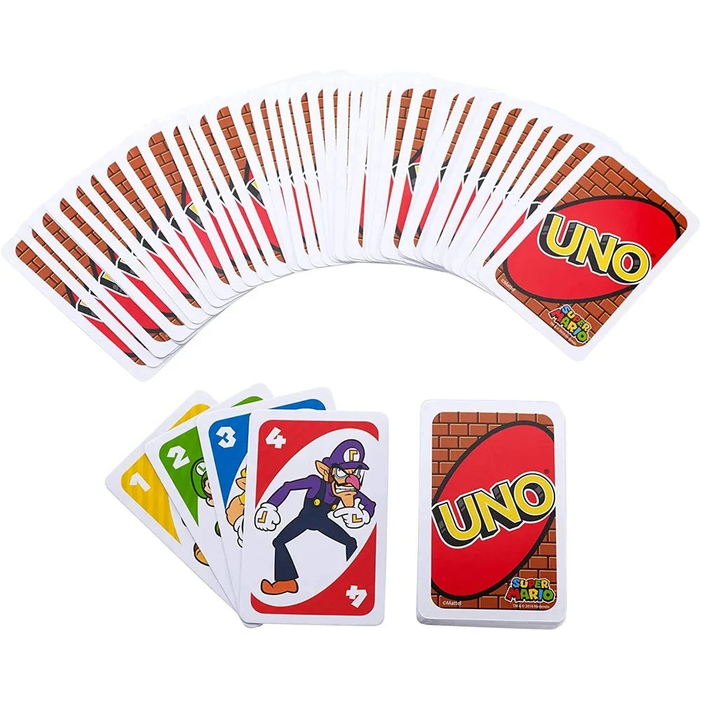 Mattel UNO Super Mario Card Games Family Funny Entertainment Board Game Poker Kids Toys Playing Cards