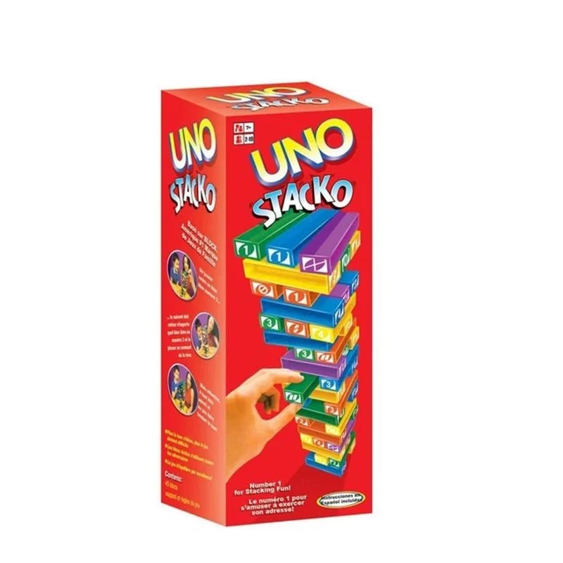 Stacko UNO Card Board Games Family Entertainment Poker Party Early Education Puzzle Stackoed Toys Playing Cards Birthday Gift