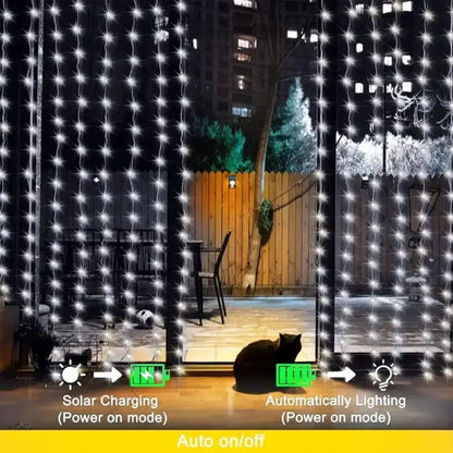 1 Pc Solar Curtain Lights,300/200/100LEDs,Outdoor/Indoor Waterproof