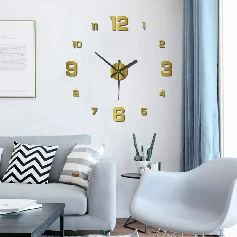 Creative Frameless DlY Wall Clock WallDecal Home Silent Clock Living