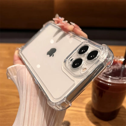 Luxury Shockproof Transparent Case For iPhone 15 14 13 12 11 Pro Max X