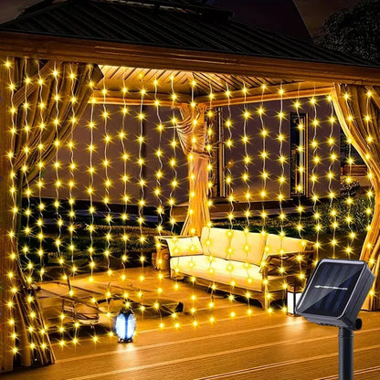 1 Pc Solar Curtain Lights,300/200/100LEDs,Outdoor/Indoor Waterproof