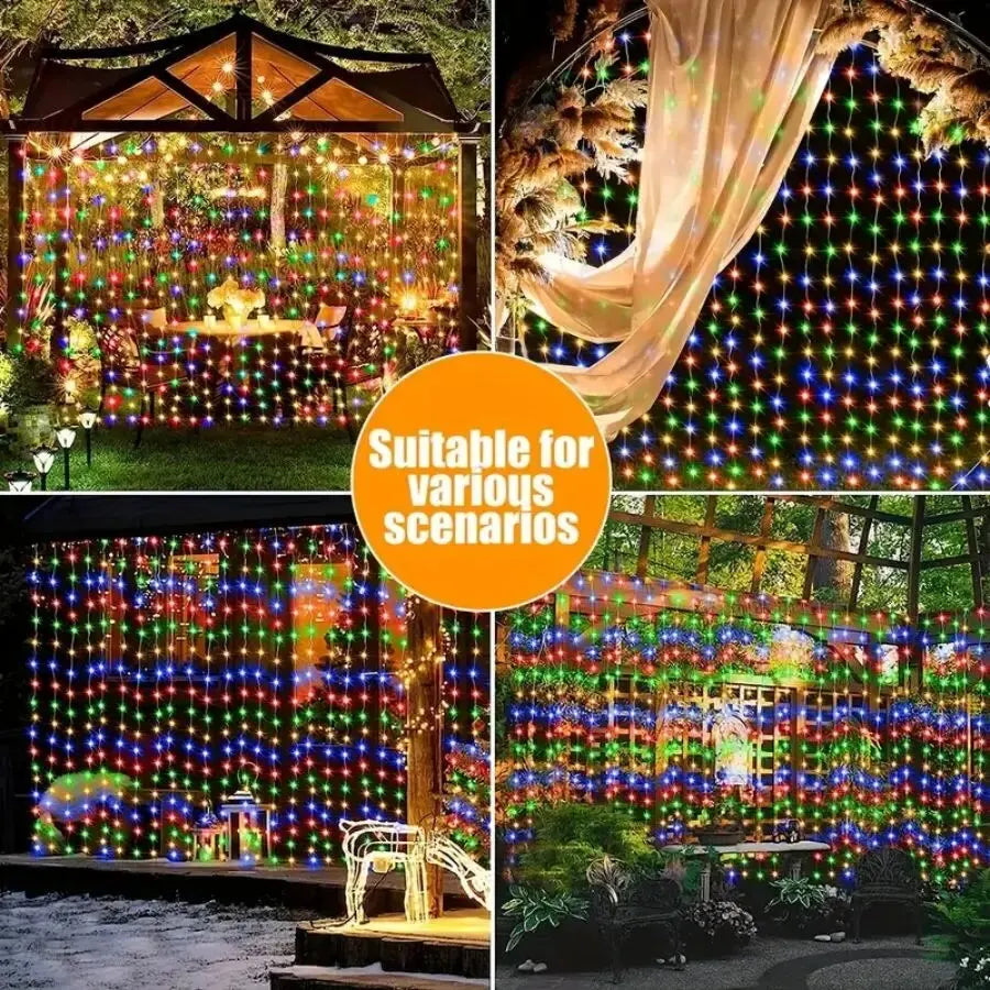 1 Pc Solar Curtain Lights,300/200/100LEDs,Outdoor/Indoor Waterproof