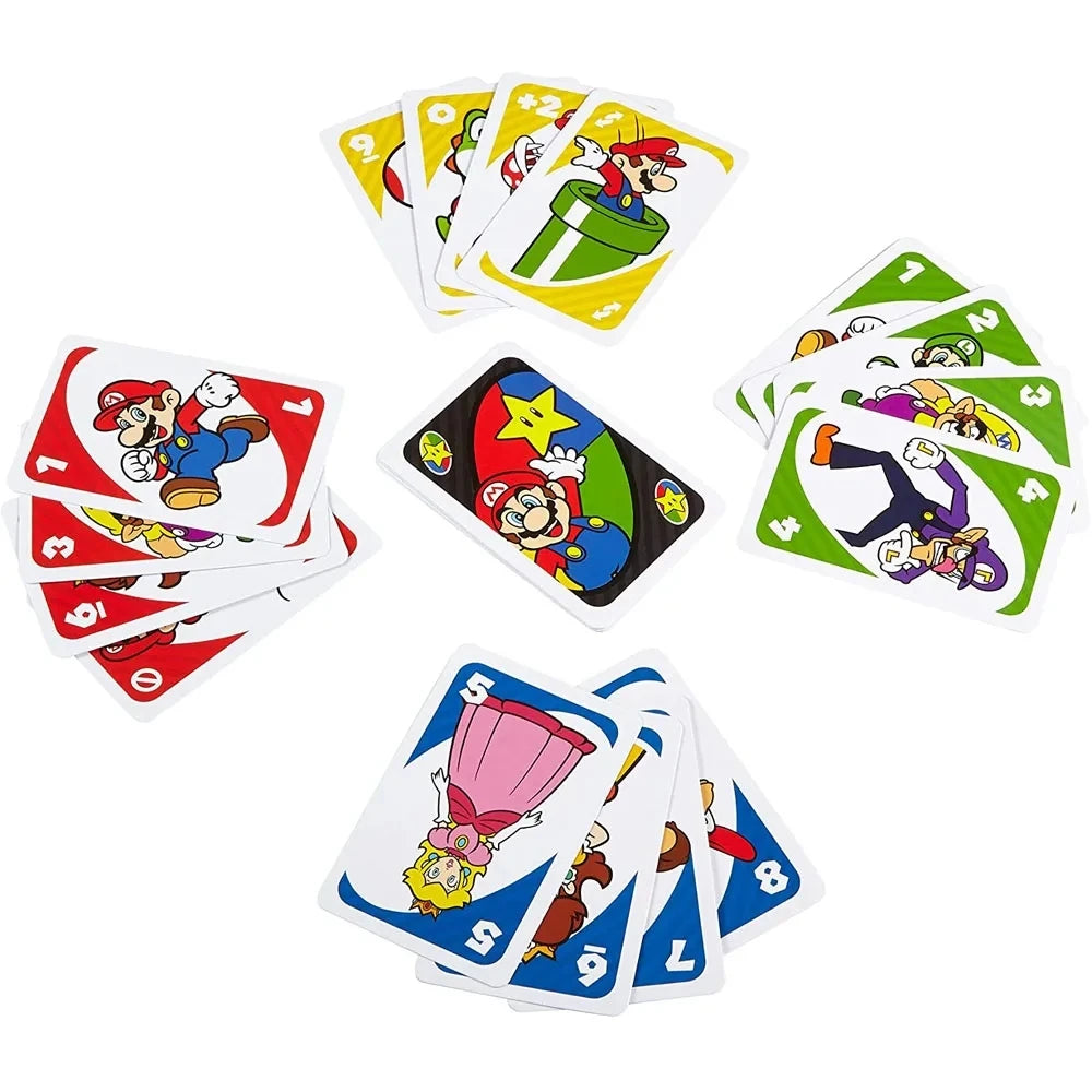 Mattel UNO Super Mario Card Games Family Funny Entertainment Board Game Poker Kids Toys Playing Cards