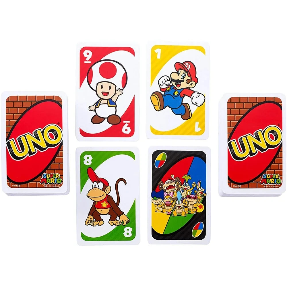 Mattel UNO Super Mario Card Games Family Funny Entertainment Board Game Poker Kids Toys Playing Cards